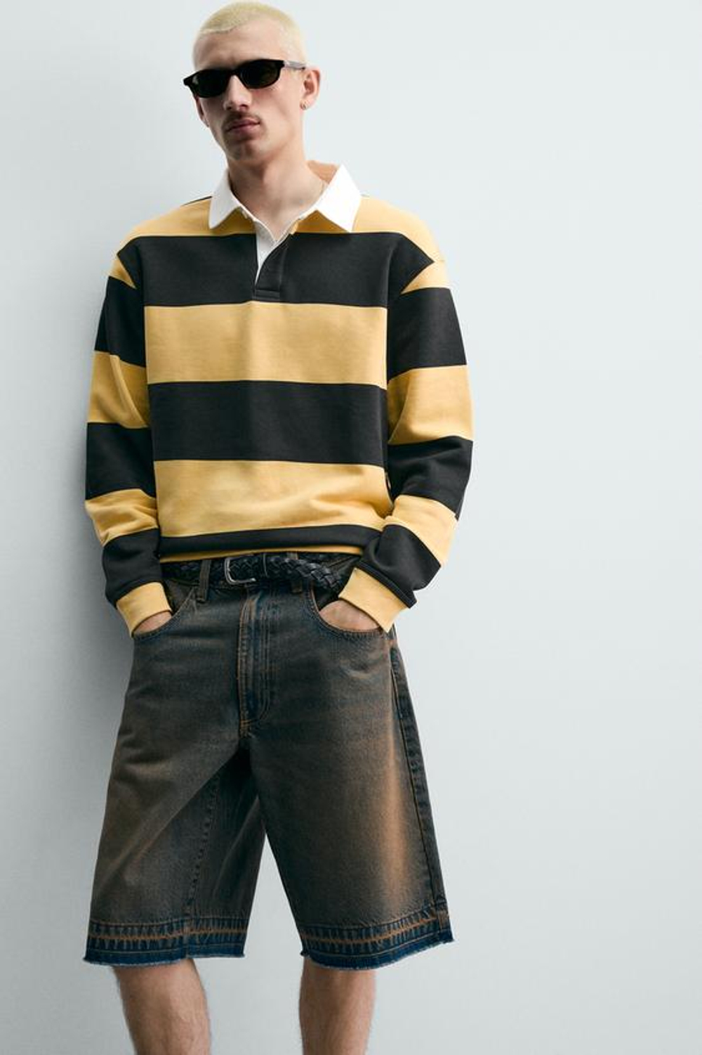 ZARA ДЖИНСОВЫЕ ШОРТЫ RELAXED FIT, ЗЕЛЕНОВАТО-СИНИЙ