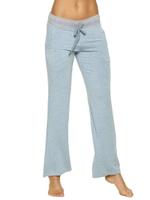 Мягкие брючки с кармашками и контрастным поясом (Размер: M) (Цвет: голубой)