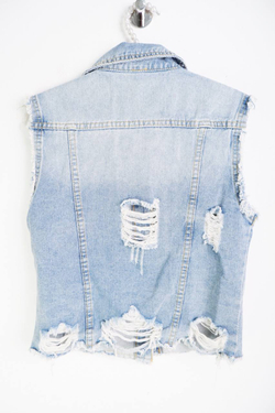 Жилетка джинсовая модная, маркировка S, визуально на 44 размер