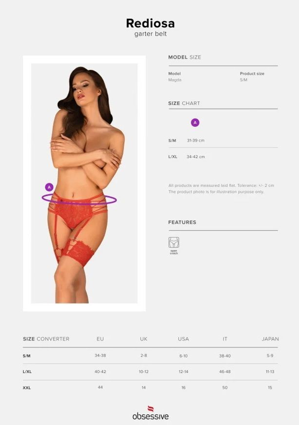 Пикантный пояс для чулок Rediosa (Размер: S-M) (Цвет: красный)