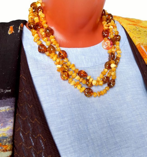Бусы из янтаря длинные 150 см  (7107)
