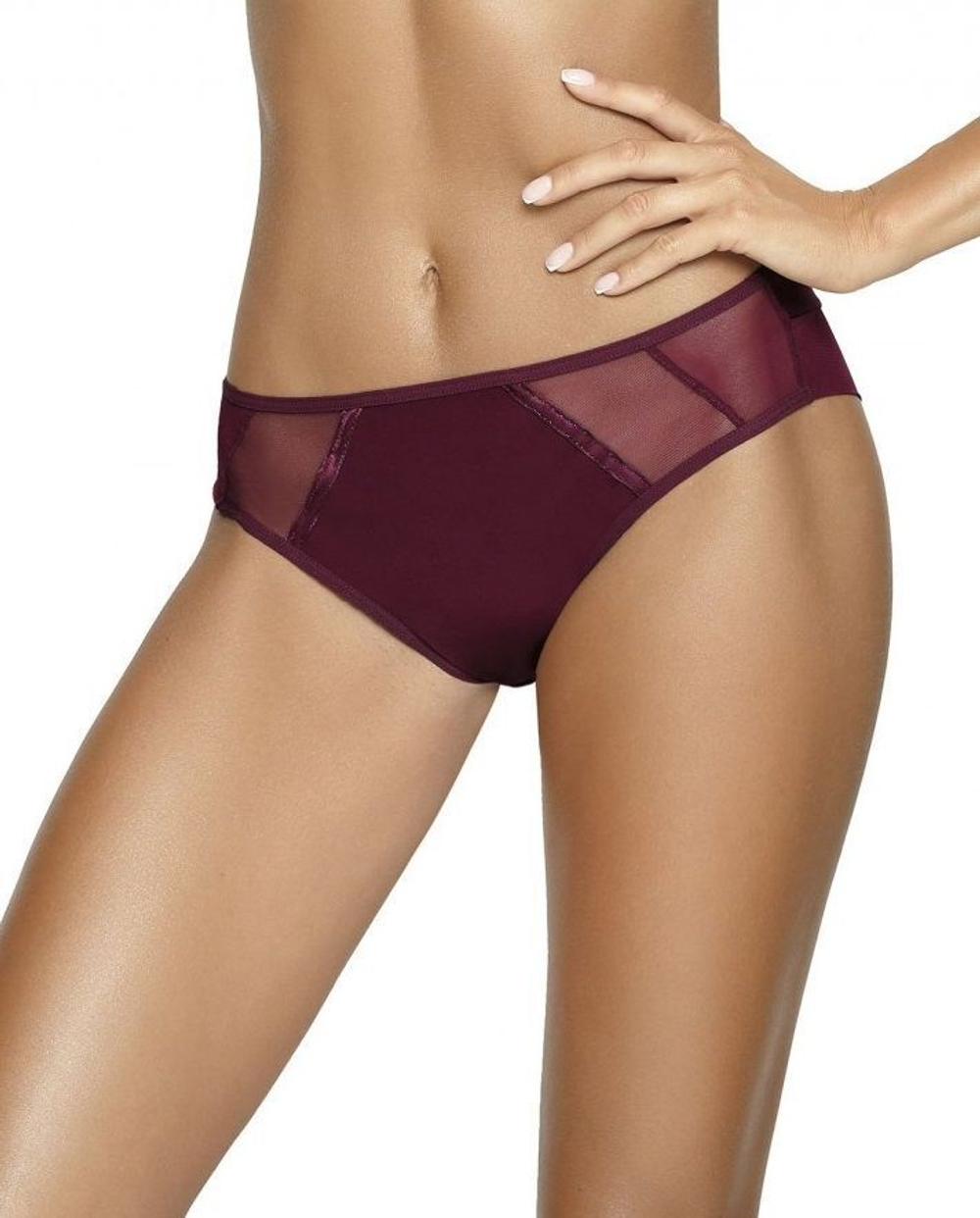 Трусики-слип из эластичного трикотажного полотна с вставками из сетки (Размер: L) (Цвет: изумрудный)