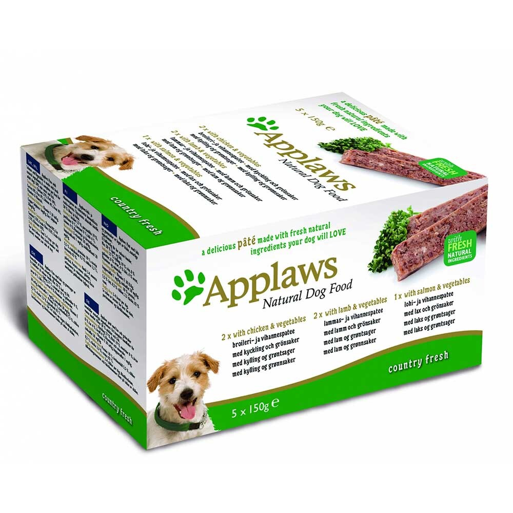 Applaws набор 5х150г (курица, ягненок, лосось) - консервы для собак (Dog Pate with Chicken, Lamb, Salmon)