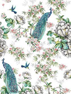 Ткань для постельного белья, Павлины, поплин, опт (цена за один погонный метр) продается в рулонах от 50 - 80 метров.