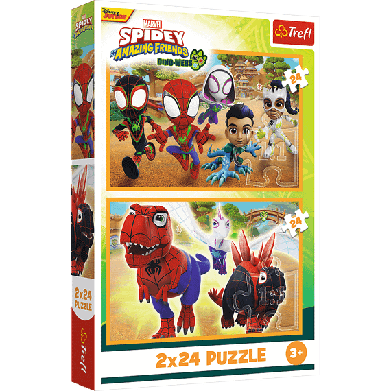 Pazl \ Puzzle \ Пазлы Puzzles - "2x24" - Spidey and dinosaurs / Spidey and his Amazing Friends Marvel