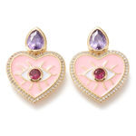 Подвеска Сердце с глазом, 27,5мм, Pink
