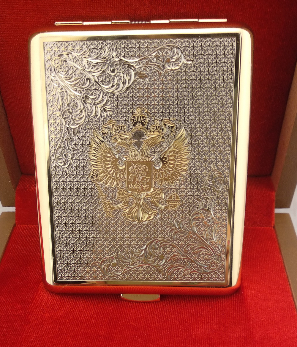 Портсигар "Герб РФ" двусторонний на 20 сигарет