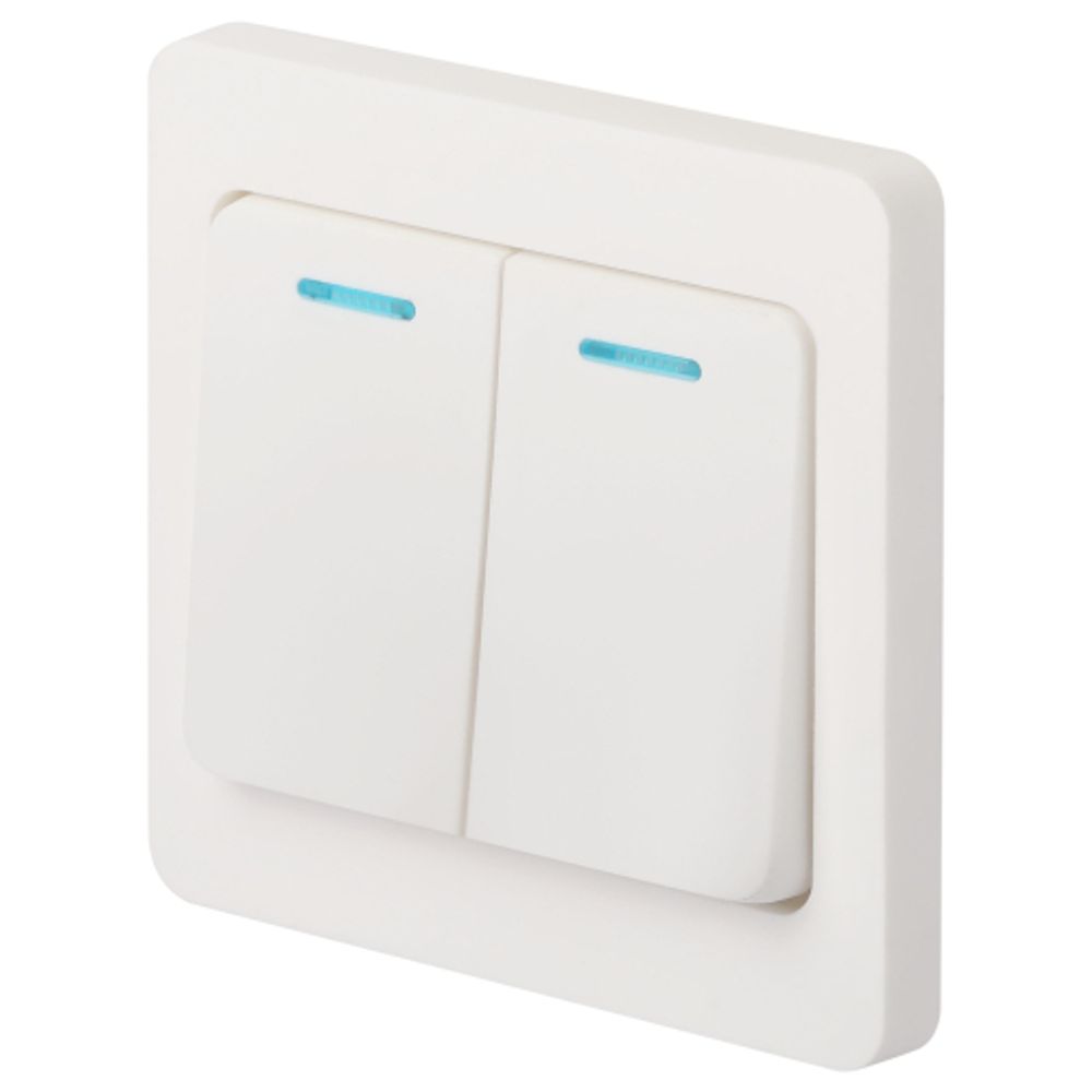 Выключатель Intro Style 7-105-01 двойной с подсветкой, 10А-250В, IP20, СУ, белый | Intro