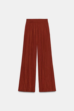 ZARA ШИРОКИЕ СТРУЯЩИЕСЯ БРЮКИ, ТЕРРАКОТОВЫЙ