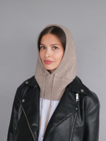 Капор вязаный утепленный (Тауп)