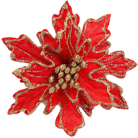 Цветок Пуансеттия на клипсе 15 см