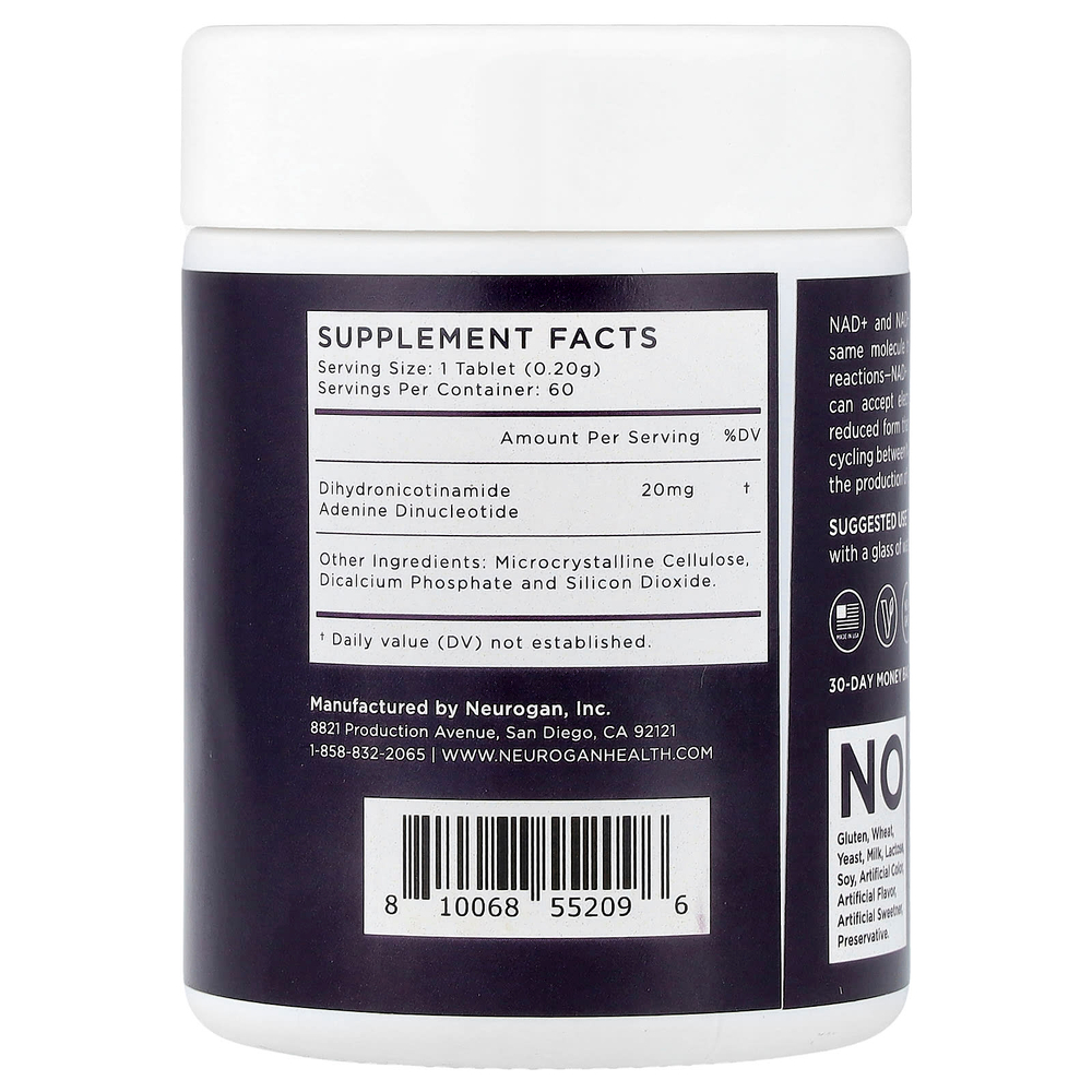 Neurogan Health, NADH, 20 мг, 60 таблеток, 18 г (0,63 унции)