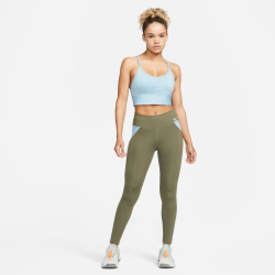 Женские теннисные брюки Nike Dri-Fit One Color-Blocked Mid-Rise Tight Women - Olive, Blue
