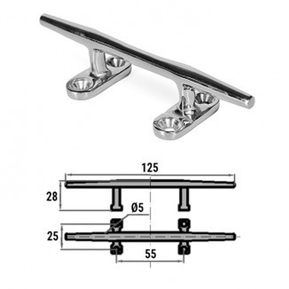 Утка швартовая CIM, нержавеющая сталь, 5"