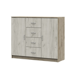 Басса (Бася) КМ 555-М Комод 4 ящика 2 створки Дуб крафт серый / Дуб крафт белый