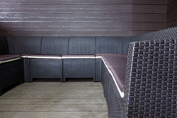 Садовый диван угловой П-образный Калифорния «California» на 10 мест с подушками на сиденье