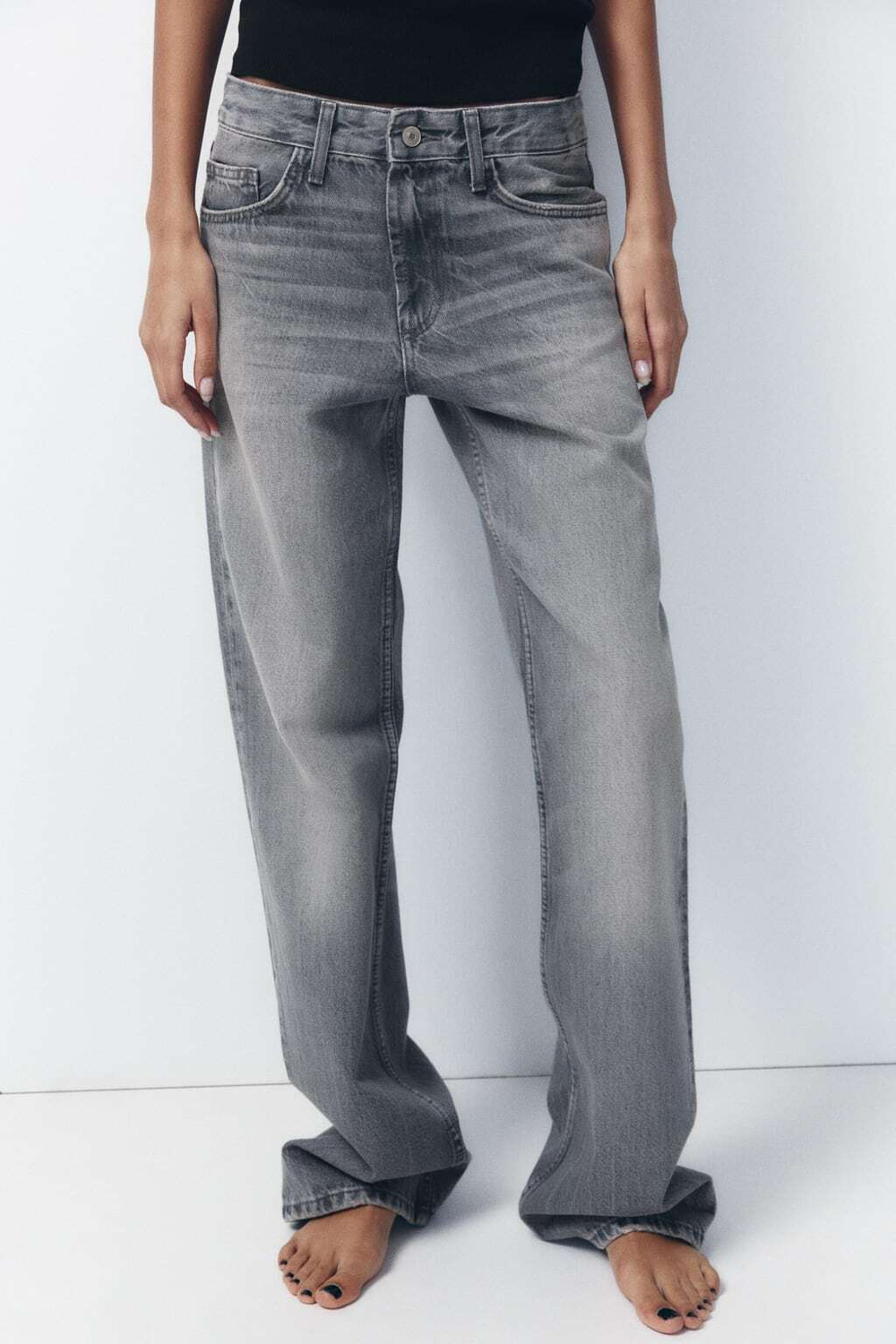 Джинсы trf wide leg full length со средней посадкой
