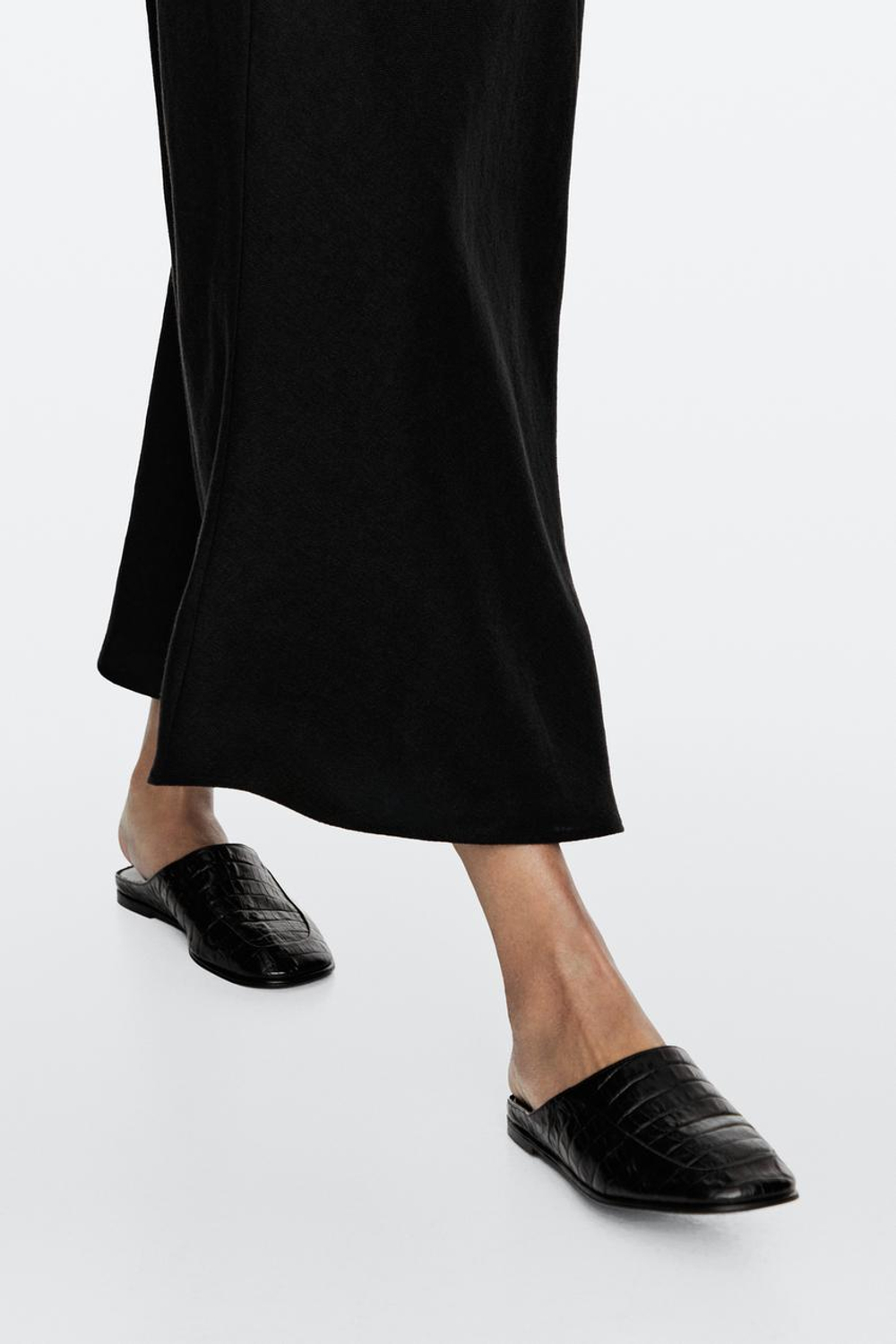 Massimo Dutti Мюли под крокодиловую кожу, коричневый