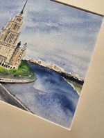 Картина авторская акварельная в паспарту 21х30 см на стену для интерьера "Гостиница....., Москва"