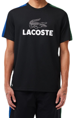 Теннисная футболка Lacoste Ultra-Dry Printed Colour-Block Tennis T-Shirt - black/blue/green