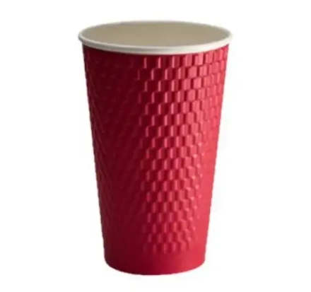 Стакан бумажный 2сл 400 (518) мл d=90мм для горячего с конгревом Bricks Красный