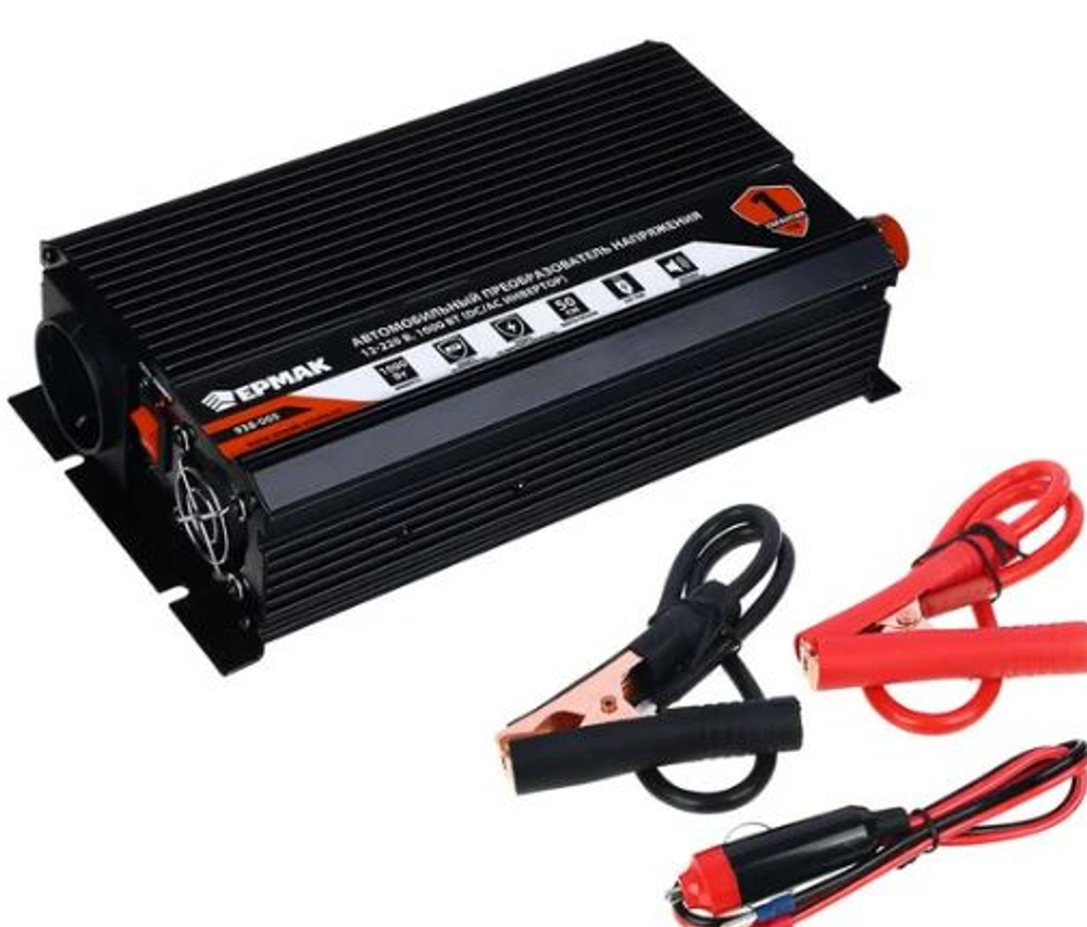 Преобразователь напряжения с 12Vна220V (1000Вт) (DC\AC Инвектор) ЕРМАК 938005