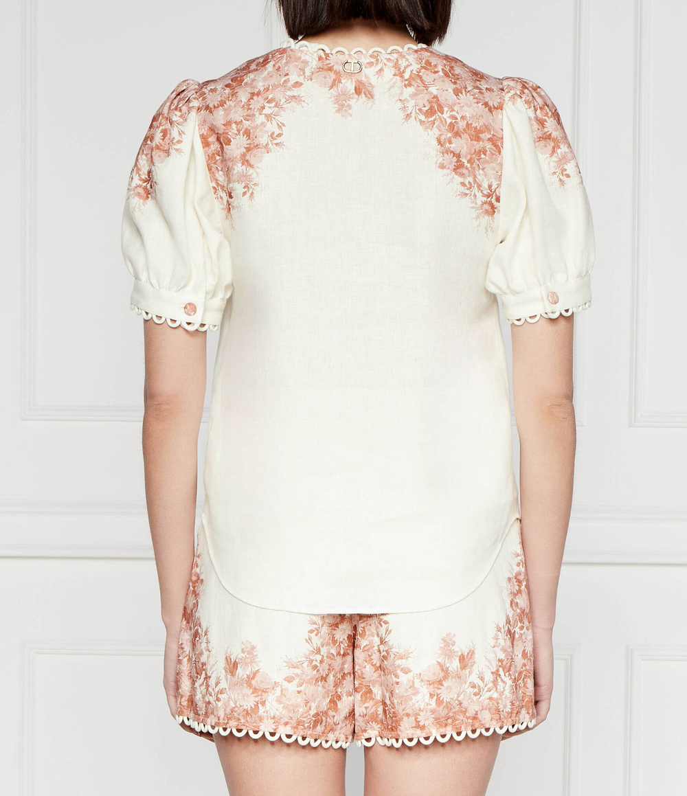 Льняная блузка TWINSET - экрю(241TT2402)