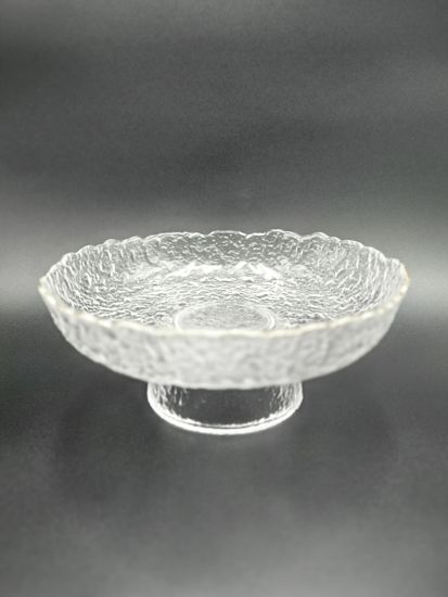 Блюдо из стекла 26,5 см. на ножке с золотой отводкой