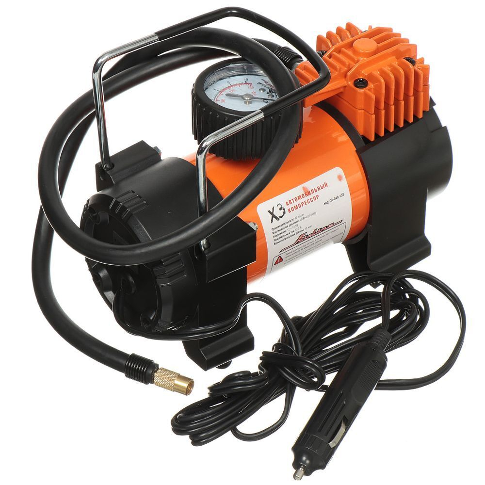 Компрессор автомобильный Airline, X3, 40 л/мин, 12 В, 10 атм, маном, CA-040-15S