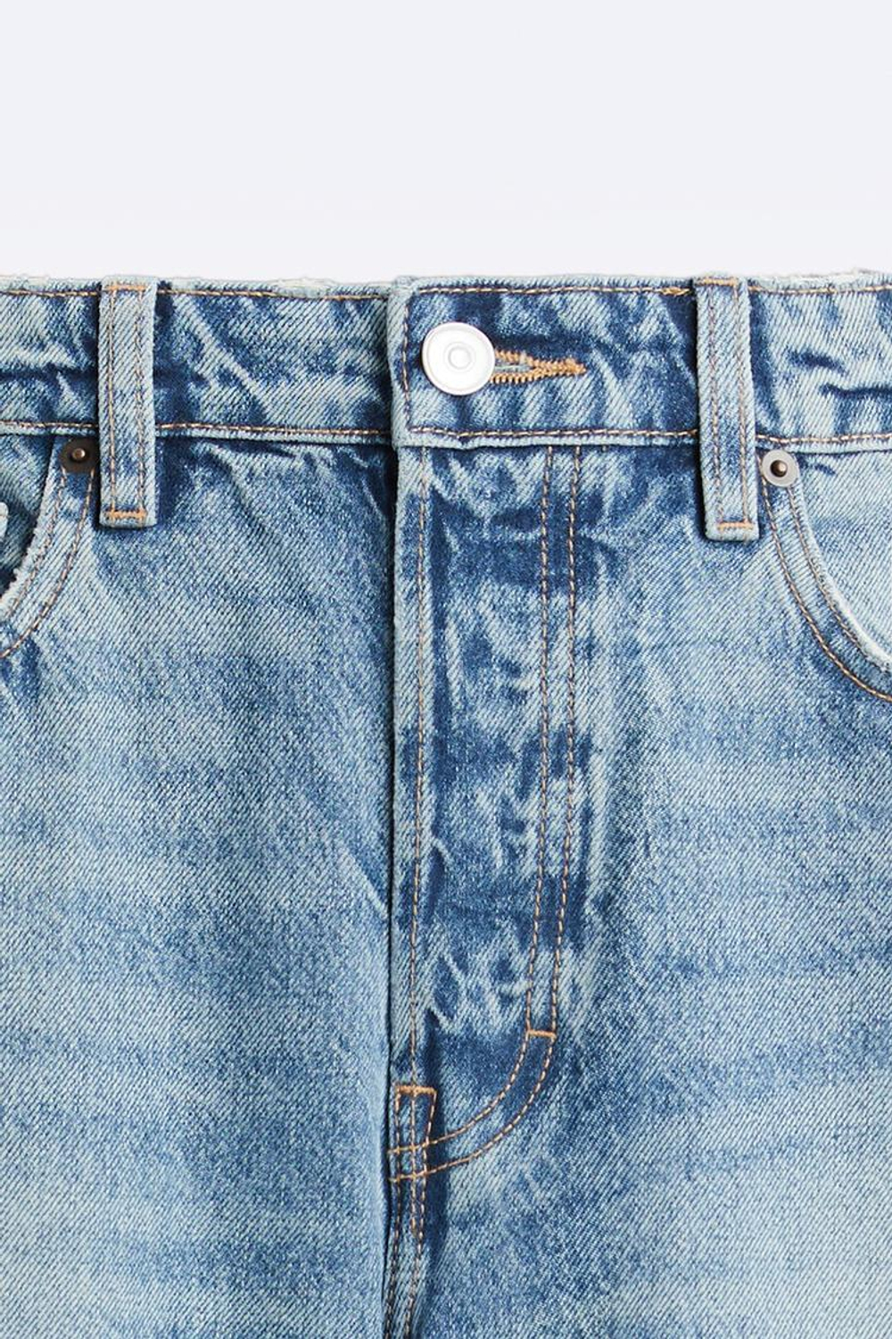 ZARA ДЖИНСЫ STRAIGHT FIT С РАЗРЕЗАМИ, ВЫЦВЕТШИЙ СИНИЙ