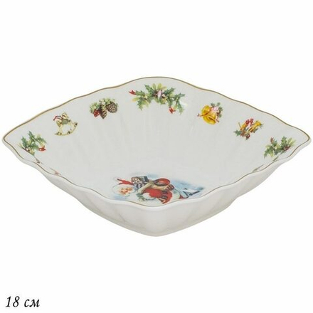Lenardi 205-348 Квадратный салатник 15x15x4см НОВЫЙ ГОД в под.уп.(х36)Фарфор