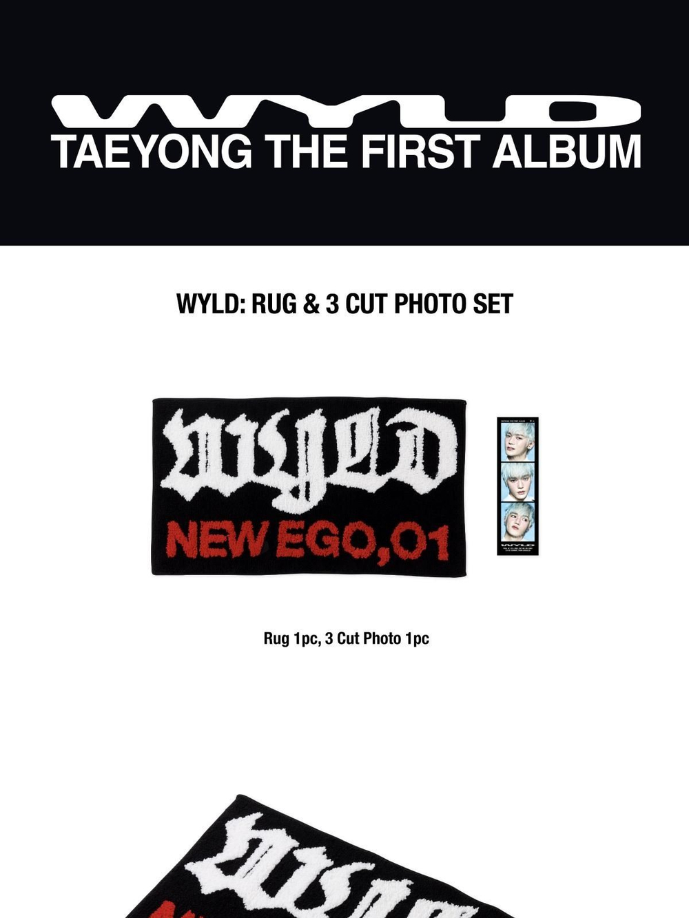 (ПРЕДЗАКАЗ) товары TAEYONG - WYLD 1st ALBUM OFFICIAL MD WYLD: RUG & 3 CUT PHOTO SET
