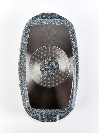 Кастрюля-гусятница из литого алюминия 5,5 л. Ofenbach NB 100517 с мраморным покрытием и стеклянной крышкой