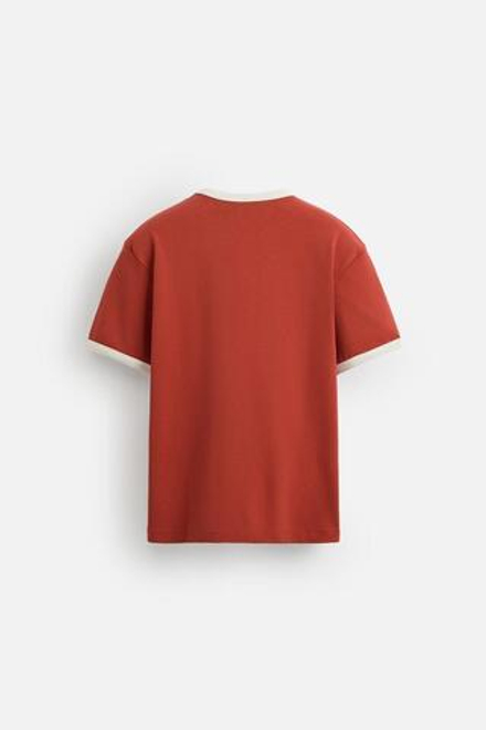ZARA ФУТБОЛКА С ПРИНТОМ, КРАСНЫЙ