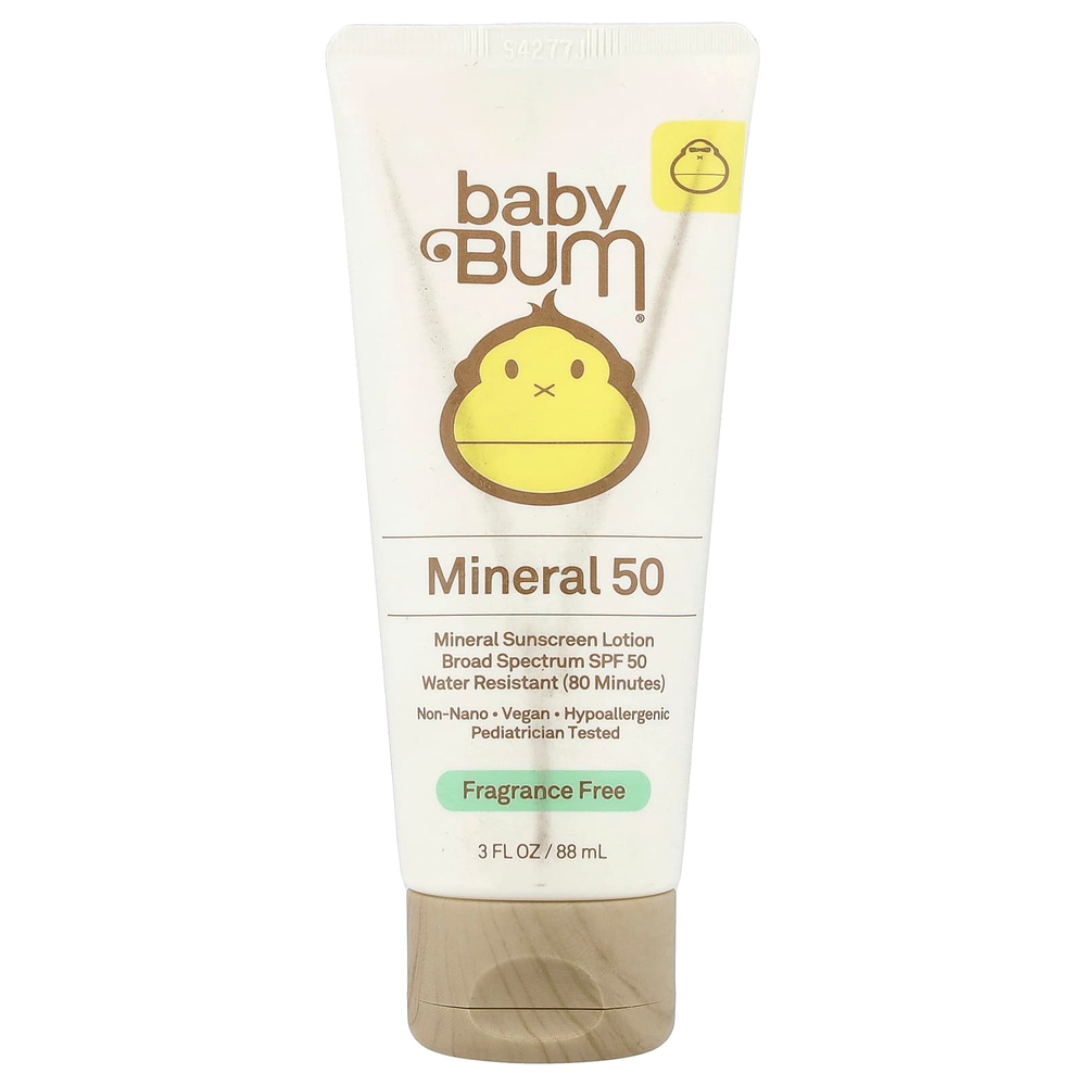 Sun Bum, Baby Bum, солнцезащитный минеральный лосьон, SPF 50, без отдушек, 88 мл (3 жидк. унции)