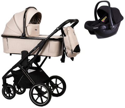 Детская коляска Peppy Tecla 3 в 1 с автокреслом Rise Stone Chrome Edition (Бежевый)