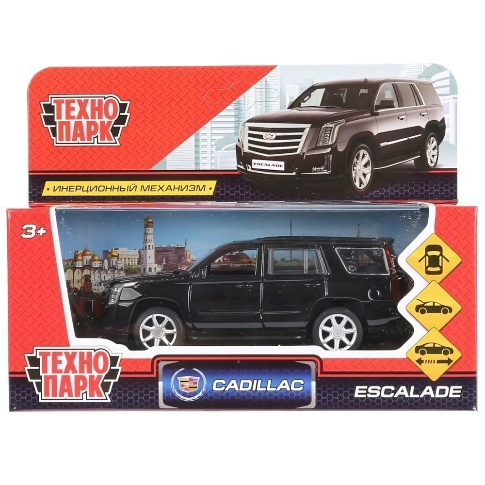 Модель ин. мет. "Cadillac Escalade" 12см, открыв. двери, черный в коробка ESCALADE-BK (Технопарк)