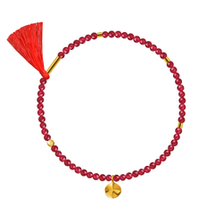 браслет из малинового агата с красной кистью