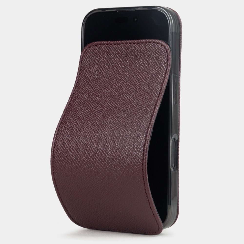 Чехол iPhone 17 Pro Max натуральная кожа сафьяно, бордового цвета