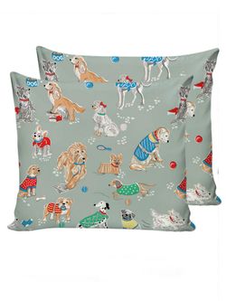 Наволочка комплект 2шт Сказка "Dogs on blue" 70х70 см, перкаль