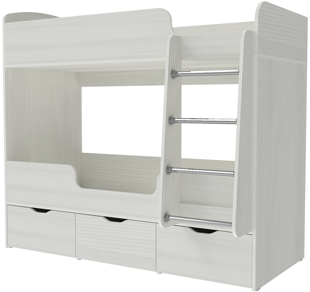 Кровать двухъярусная КарИВи Малыш Двойняшка Белое Дерево Белое Дерево