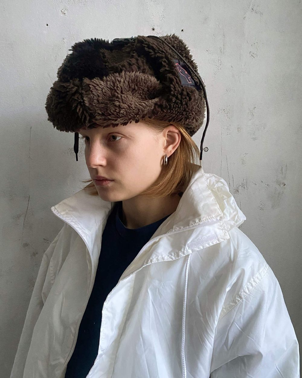 Шапка-ушанка Fuzzz Patchwork Flaps Темно-Коричневая