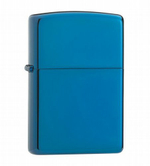 Легендарная классическая американская бензиновая широкая зажигалка ZIPPO Classic с покрытием Sapphire™ синяя глянцевая из латуни и стали ZP-20446