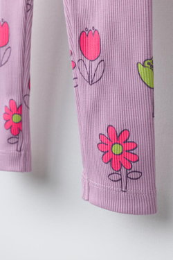 ZARA ЛЕГИНСЫ В РУБЧИК С ПРИНТОМ, СВЕТЛАЯ МАЛЬВА