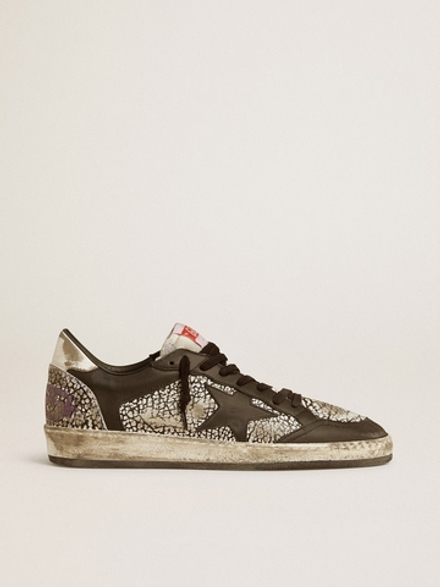 Men’s Ball Star in elephant-print leather with black leather star