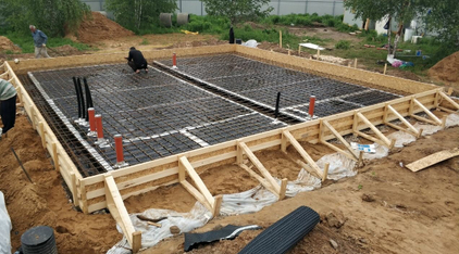 Заливка фундамента