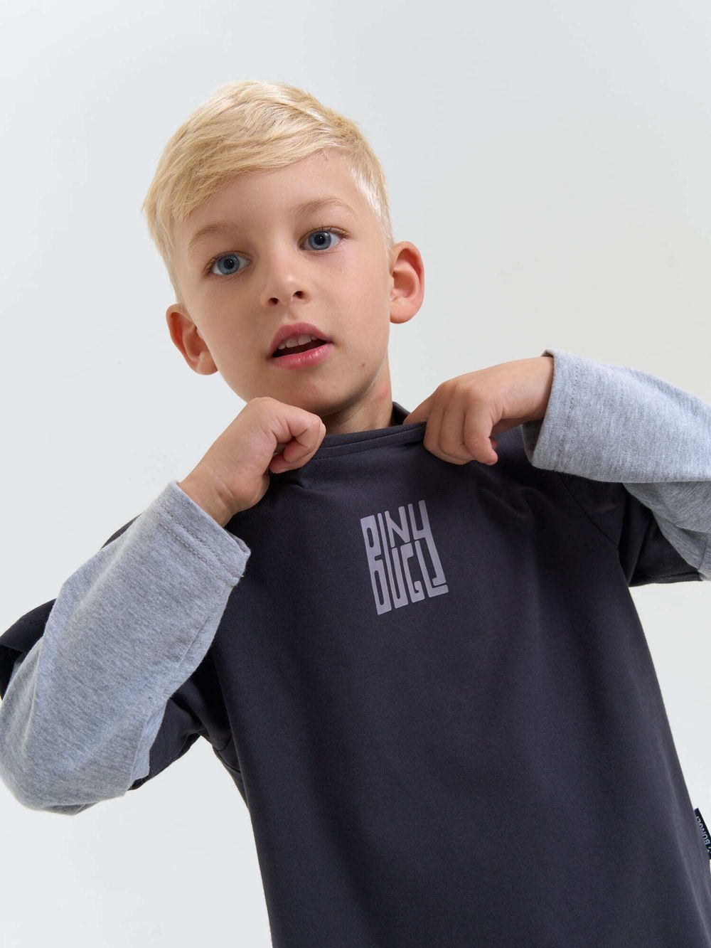 Лонгслив Колор блок "Графит"