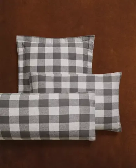 ZARA HOME НАВОЛОЧКА В КЛЕТКУ, СЕРЫЙ