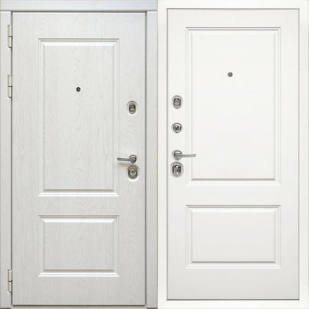 Входная металлическая дверь Дива (Diva) STR МХ-9 Альберо браш серебро /рис.М7 Белый софт
