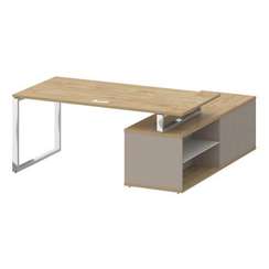 Shift Стол руководителя с опорной греденцией, левый SK.SRG-180 (L) Тиквуд Светлый/Капучино 1800*1800